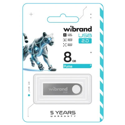 USB флеш накопитель Wibrand 8GB Puma Silver USB 2.0 (WI2.0/PU8U1S) Винница - изображение 2
