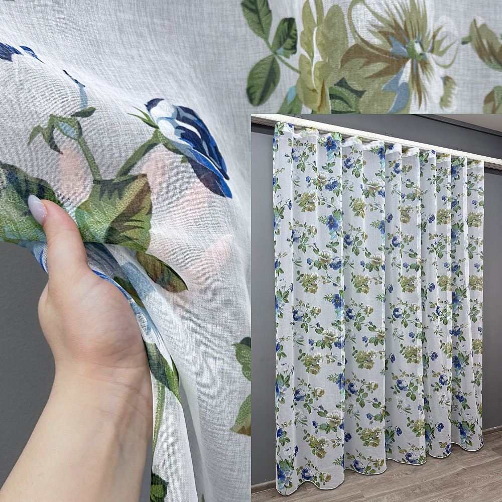 Тюль батист с цветочным принтом, коллекция 