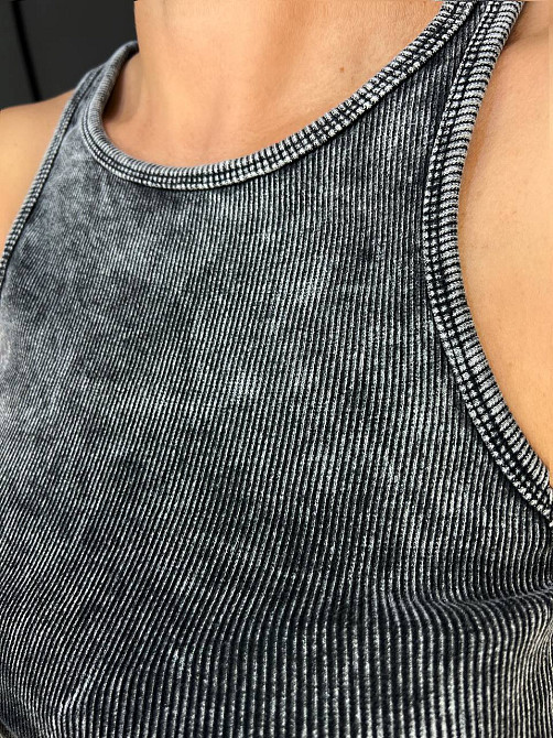 Платье женское MMC 240030 длинное майкой вареное тай-дай в рубчик, черный, one size Киев - изображение 4