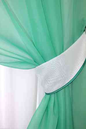 Кухонная занавеска VR-Textil № 018к штора и тюль с ламбрекеном бирюзовый с белым 280х170 см (52-0440) Киев