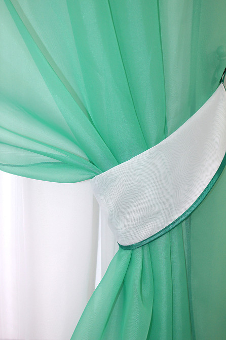 Кухонная занавеска VR-Textil № 018к штора и тюль с ламбрекеном бирюзовый с белым 280х170 см (52-0440) Киев - изображение 3