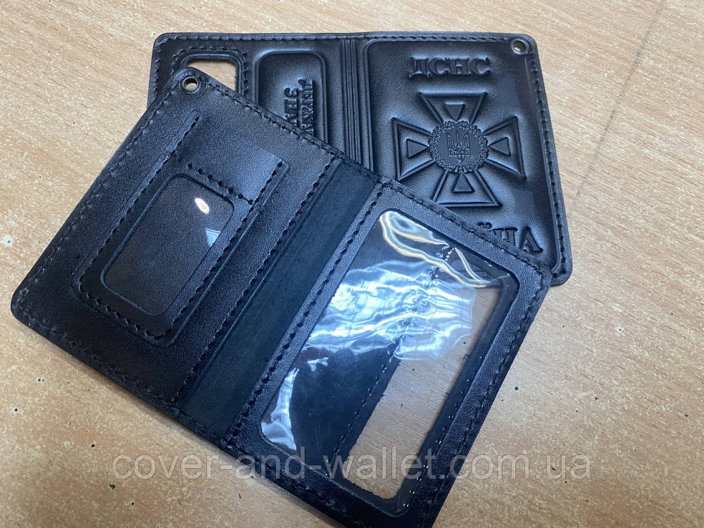 Обкладинка для нового посвідчення ДСНС із кишенею для жетона Puos Чорний Київ - фото 2