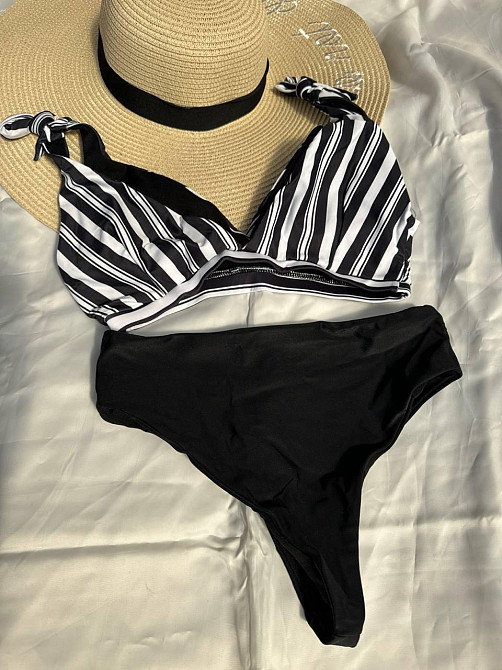 Женский раздельный купальник лиф на завязках Черный S Харьков - изображение 3