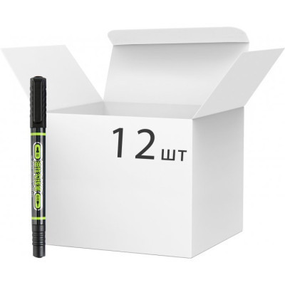 Маркер Baoke водостойкий 0.5-2 мм, двусторонний черный 12 шт (MARK-PER-BAO2915B-12) Винница - изображение 1