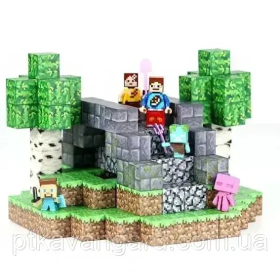 Магнітний конструктор Minecraft 184 магнітних блоків + 5 фігурок Dream World LZCK 039 Хмельницький