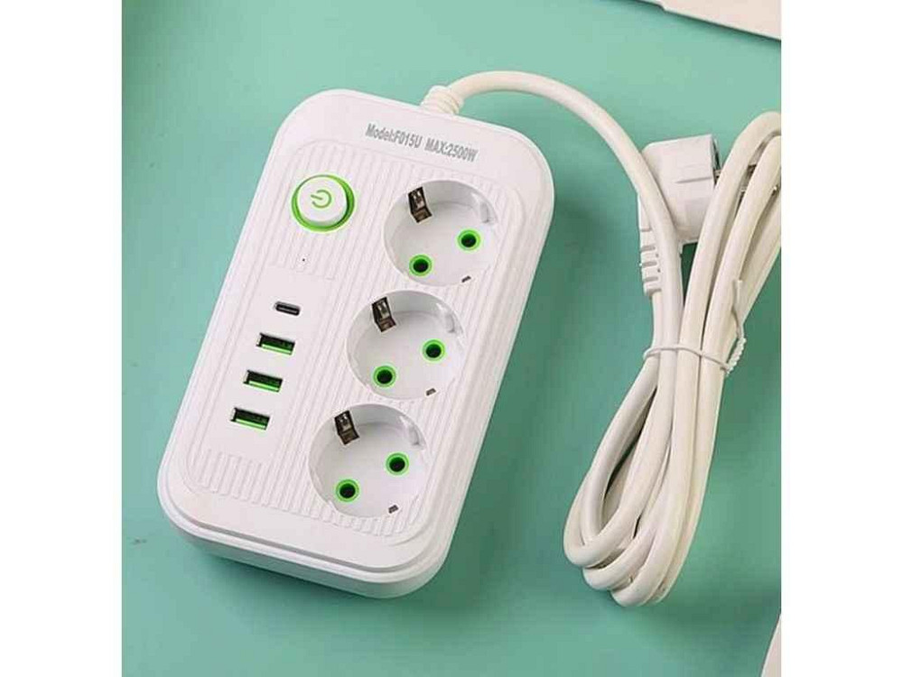 Подовжувач 2м 7 гн з/з вимикач F015 2500Вт 10A ТМ POWER SOCKET Київ - фото 1