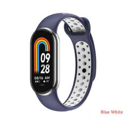 Ремінець до фітнес браслета BeCover Vents Style для Xiaomi Mi Smart Band 8 Blue-White (709419) Вінниця