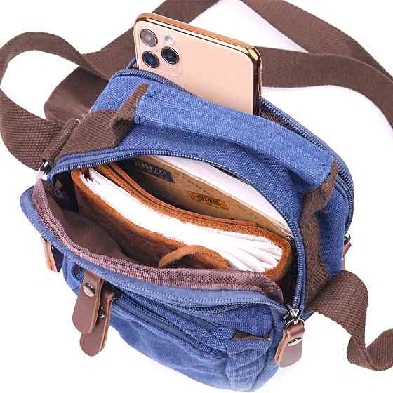 Практичная мужская сумка из плотного текстиля 21246 Vintage Синяя Киев