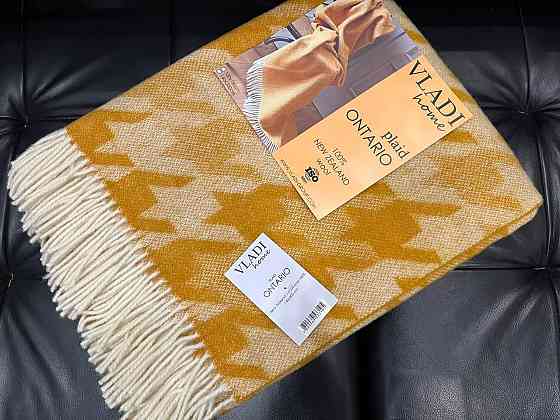 Vladi Плед Vladi 140x200 см вовняний 100% жовто-гарячий гірчичний Нова Зеландія 66S/adel Коломыя