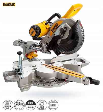 Пила торцювальна мережева DeWALT DWS727: 1675 Вт, глибина різу 150 мм, коло 250 мм, гальмо 10 секунд Київ