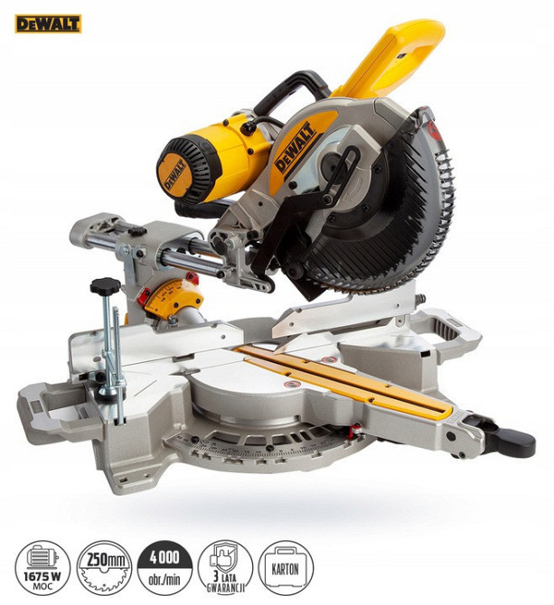 Пила торцювальна мережева DeWALT DWS727: 1675 Вт, глибина різу 150 мм, коло 250 мм, гальмо 10 секунд Київ - фото 1