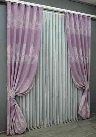Комплект готовых штор VR-Textil Жаккард 1408ш сиреневый 150х270 см 2 шт (33-0273) Киев