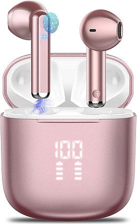Беспроводные наушники OYIB Bluetooth 5.3 с микрофоном ENC шумоподавления 25 часов работы IP7 Rose Go Киев - изображение 1
