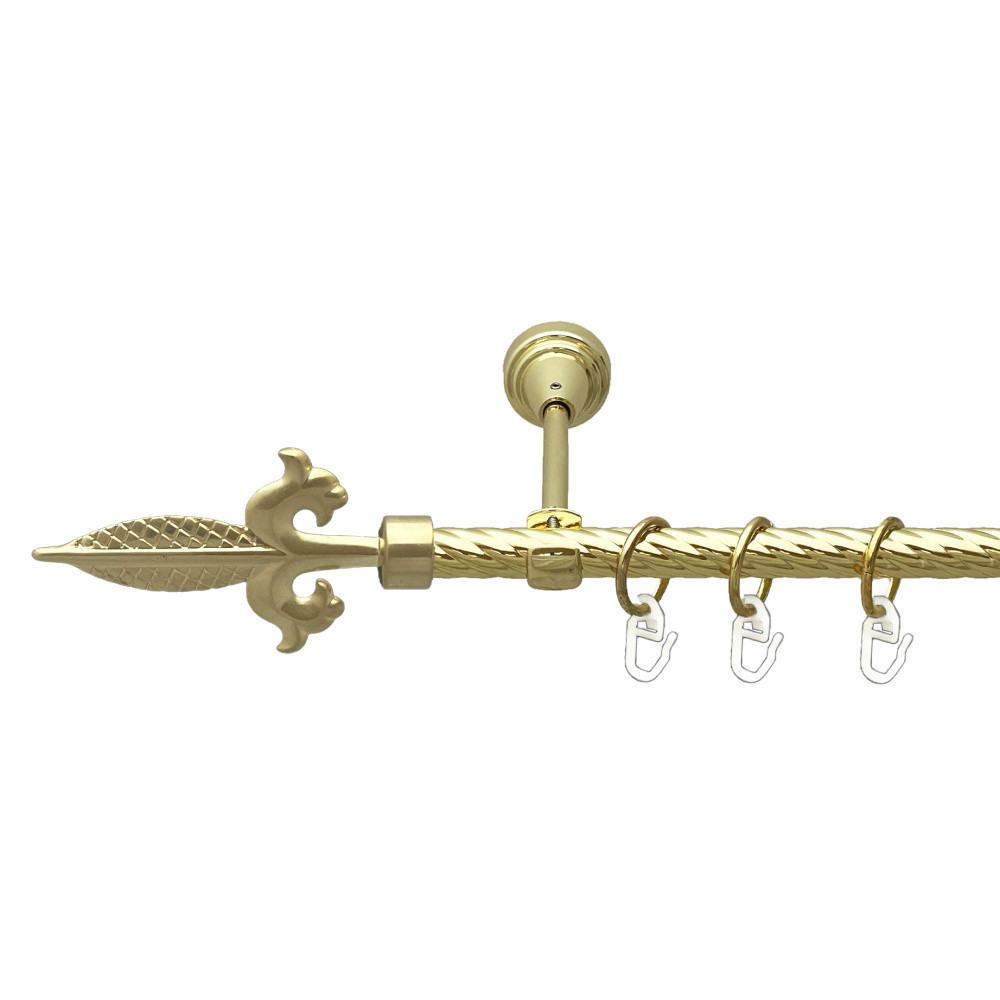 Карниз Orvit Генуя металевий однорядний відкритий скручена труба кільце металеве Золото 16 мм 200 см (00-00024773) Львів - фото 1