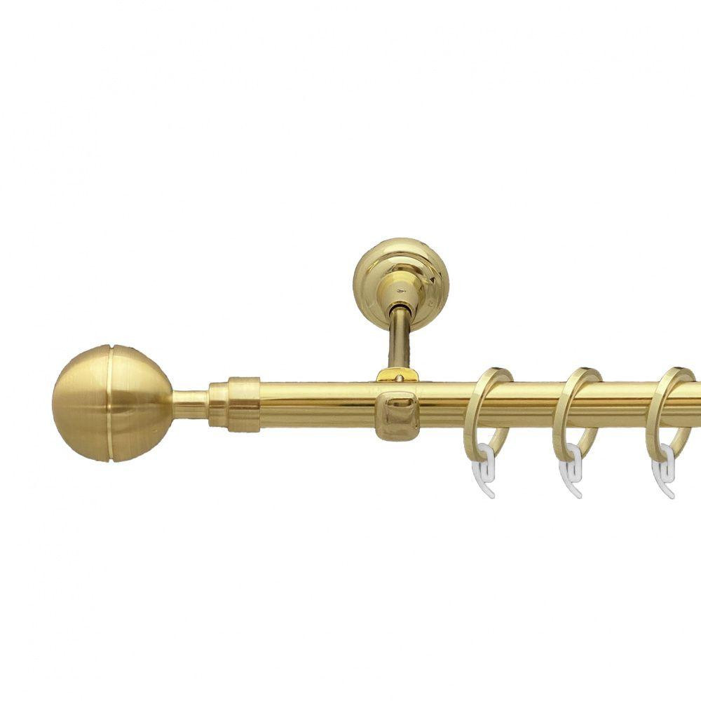 Карниз Orvit Корсо металевий однорядний відкритий гладка труба кільце фасонне металеве  Золото 19 мм 160 см (00-00009218) Львів - фото 1