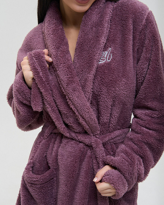 Теплий однотонний жіночий халат Nicoletta Queen — Велюрсофт 94118 Київ - фото 6