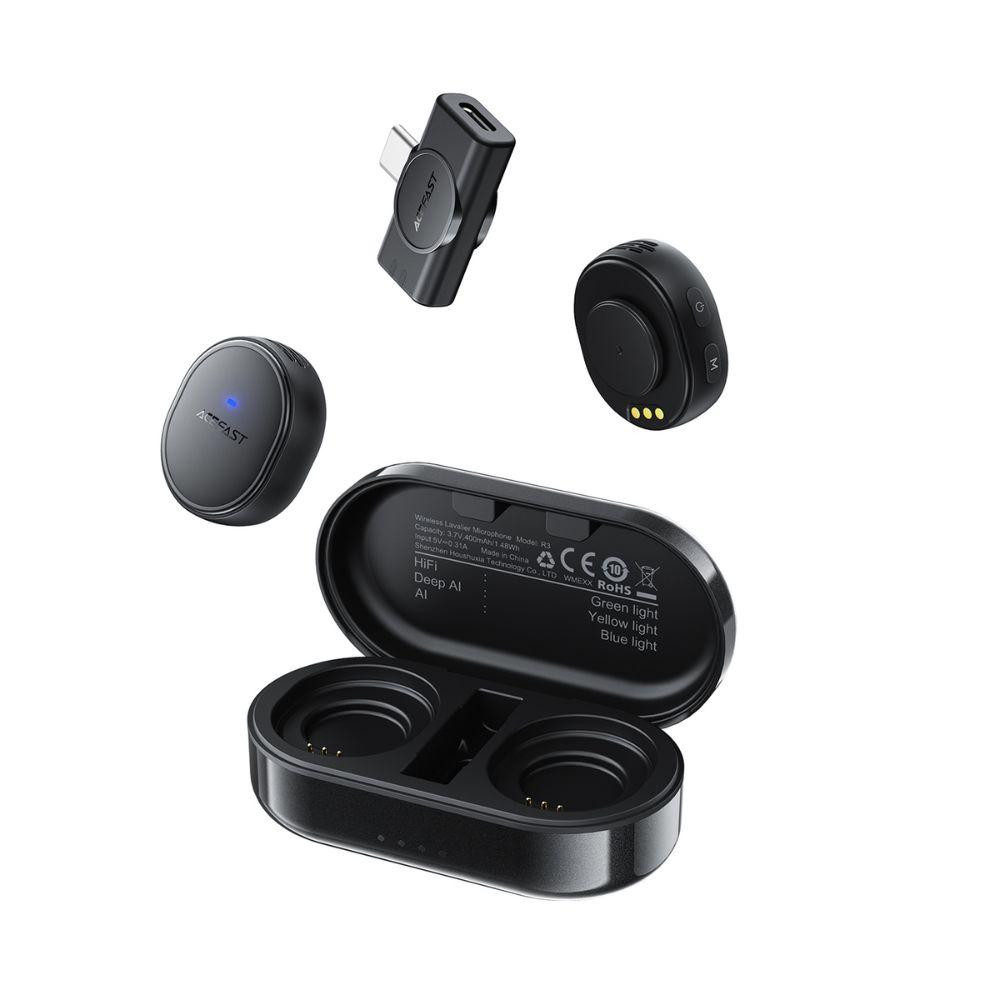 Бездротова мікрофонна система ACEFAST R3 dual-mic (Type-C) Black Одеса - фото 6
