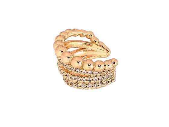 Сережки моно-кафа позолота 18K «Декоративний візерунок з кришталевими доріжками» 290832 ТМ XUPING Київ