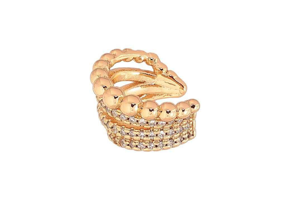Сережки моно-кафа позолота 18K «Декоративний візерунок з кришталевими доріжками» 290832 ТМ XUPING Київ - фото 1