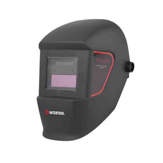 Маска зварювальника "Хамелеон" INTERTOOL SP‑0061, авт. затемнення, 2 сенсора, DIN 11, вікно 90×30 мм, РР універсальна маска Львів