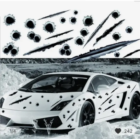 Наклейки 3D Кулі та Подряпини для авто, комплект 18 шт Київ