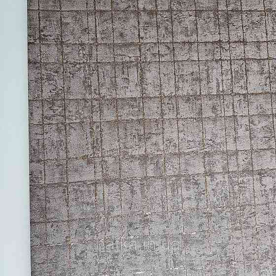 Шпалери флізелінові еко Rasch Kerala 0.53х10 геометрія смуги сітка золотисті на бузково сірому ефект старовини Київ