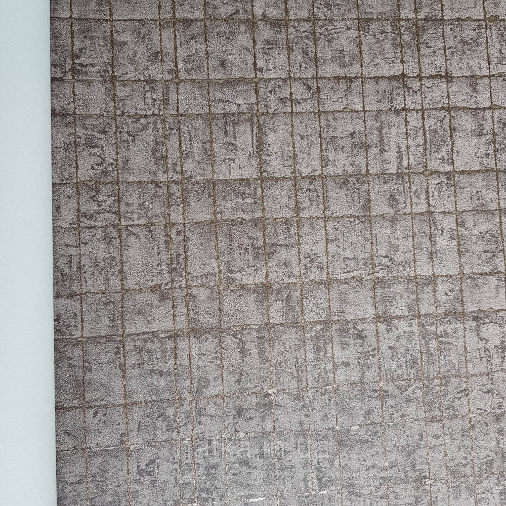 Шпалери флізелінові еко Rasch Kerala 0.53х10 геометрія смуги сітка золотисті на бузково сірому ефект старовини Київ - фото 2