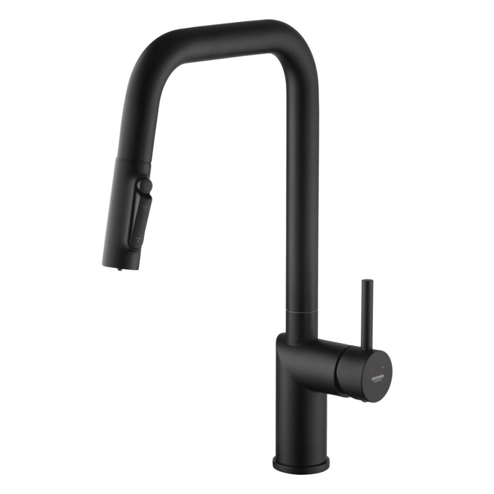 Смеситель для кухни с выдвижным изливом Kroner Element 296569B-3801 под фильтр, черный Киев - изображение 1