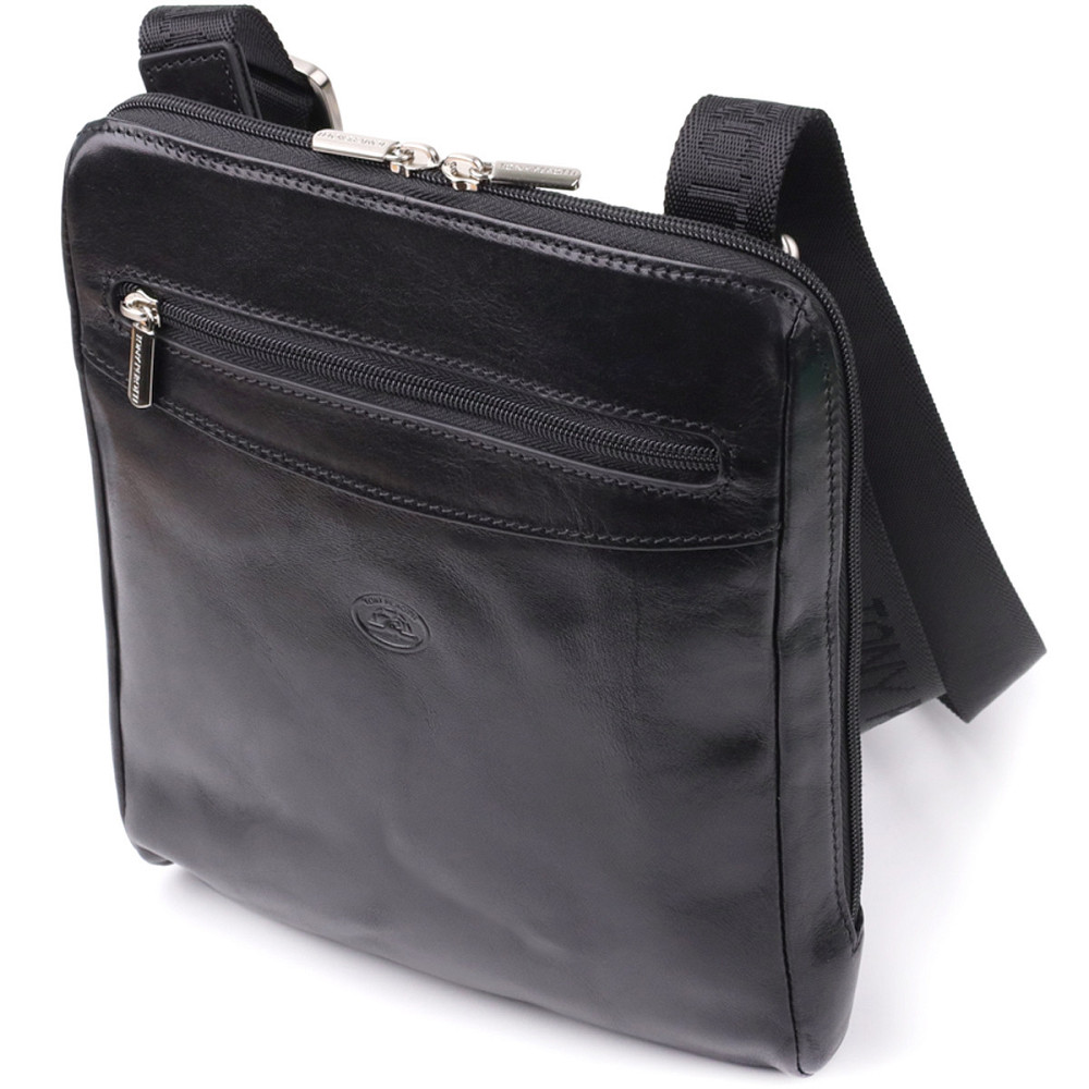 Мужская сумка через плечо из гладкой натуральной кожи Tony Perotti 20855_1 (9137-20 nero) Черный Киев - изображение 1