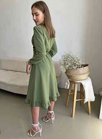 Жіноче романтичне плаття на запах костюмка Фісташковий Одеса