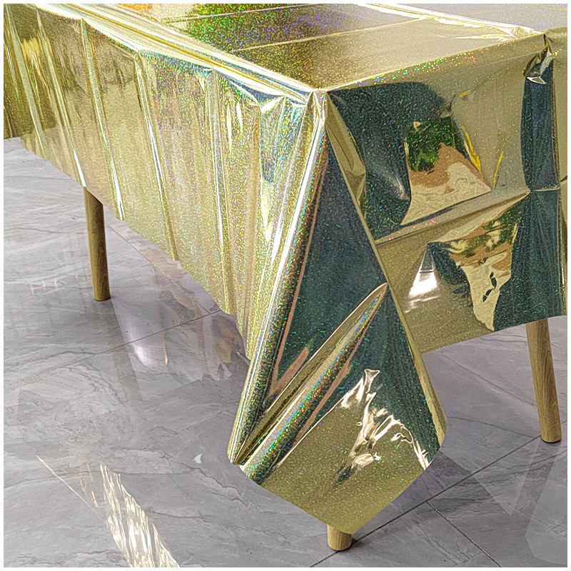 Скатерть клеенка из фольги с голограммой 270 на 100 см золотистый Киев - изображение 5