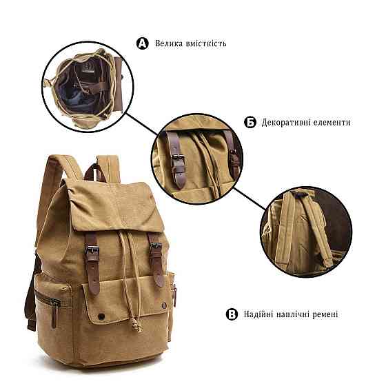 Рюкзак текстильний Vintage 20073 Хакі Київ