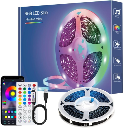 LED-лента TK99SW RGB 5050 1 м USB 5 В, Bluetooth, управление с телефона и пульта, Music Sync для ТВ и монитора Киев