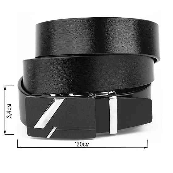 Ремень мужской c черной матовой пряжкой Vintage 20329 Черный Киев