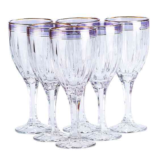 Набір келихів для шампанського 6 шт по 250 мл із золотою облямівкою HP549 Київ