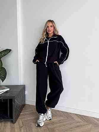 Женский теплый прогулочный костюм двойка: кофта и штаны турецкий флис Черный, 42/44 Одесса