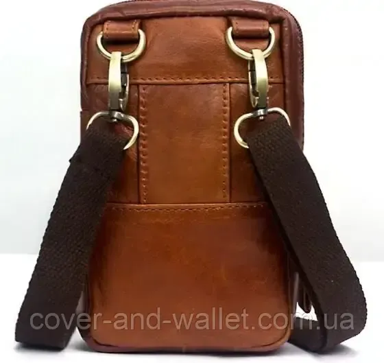 Маленька чоловіча сумка з натуральної шкіри коричневого кольору Vintage 14905 Київ - фото 2