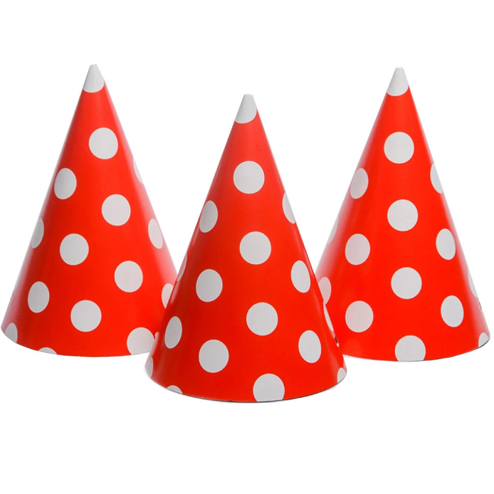 Ковпак святковий "Горошок червоний" 7003-0009, 15см, в упаковці 20 шт Вінниця - фото 1