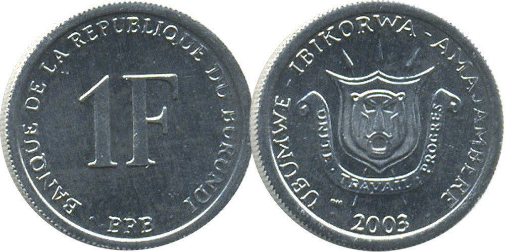 Burundi Бурунді 1 Francs 2003 UNC Полтава - фото 1