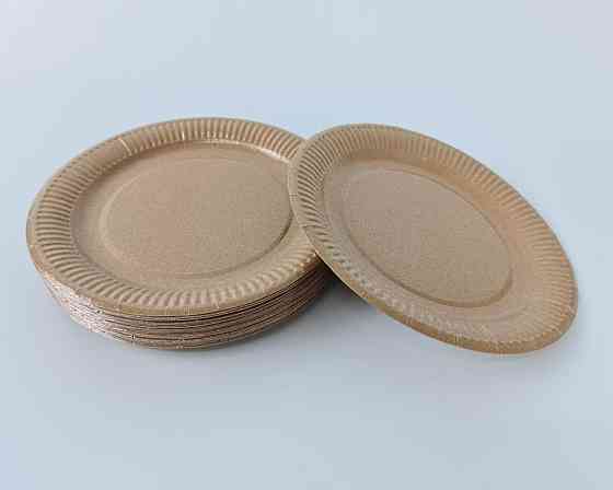 Бумажная тарелка 100шт 23см Крафт (1 пачка) Харьков