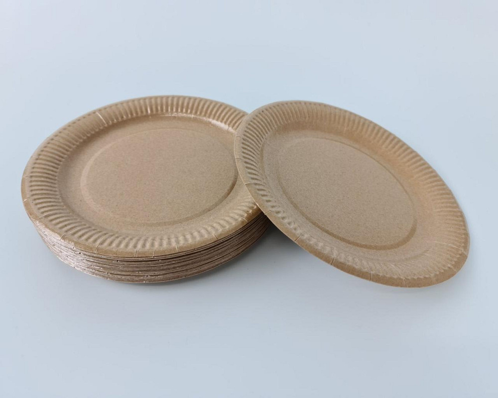 Бумажная тарелка 100шт 23см Крафт (1 пачка) Харьков - изображение 4