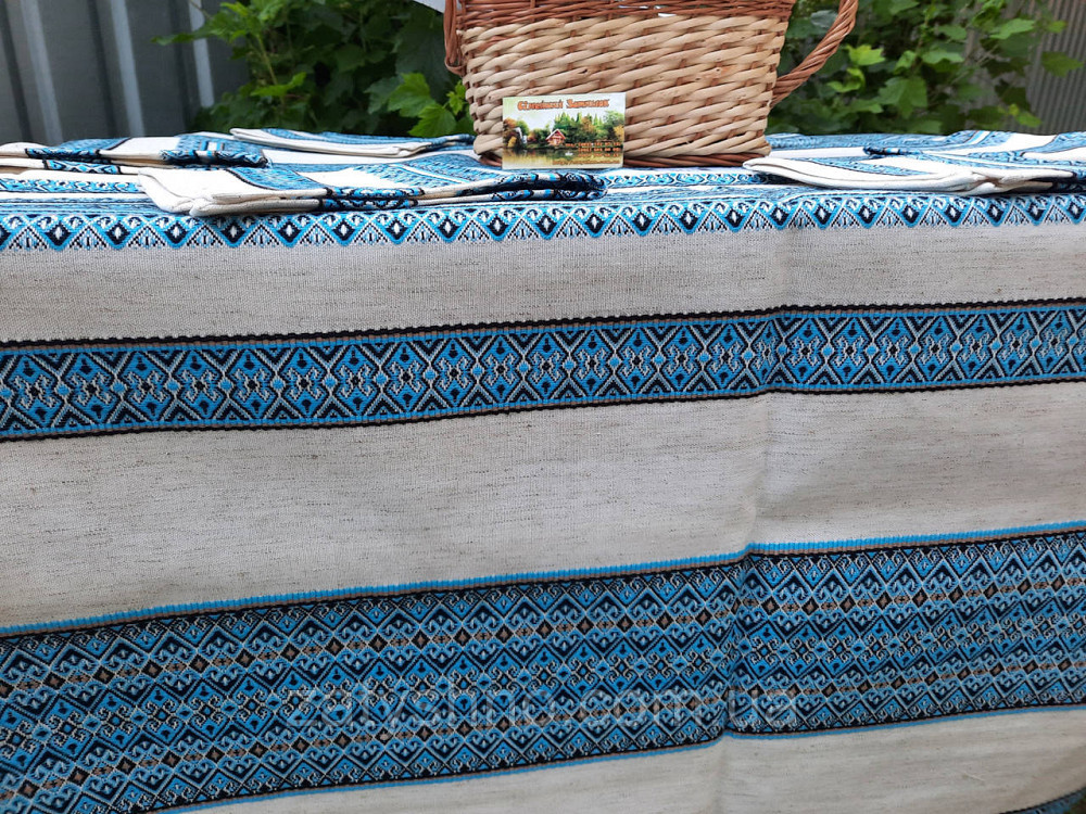 Скатерть вышитая в украинском стиле синяя Киев - изображение 7