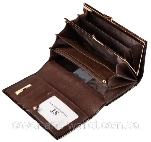 Жіночий лаковий шкіряний гаманець золотистого кольору ST Leather S9001A Київ - фото 7