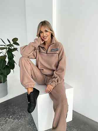 Женский флисовый женский костюм-оверсайз турецкий флис беж, 46/48 Одесса