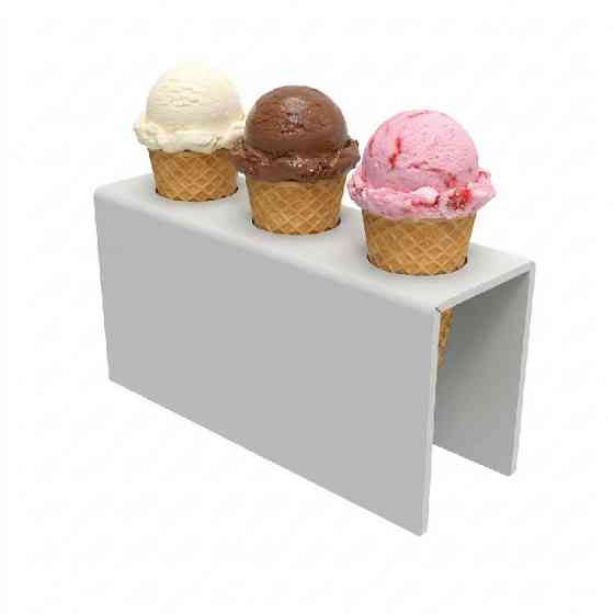 Подставка EKOSTAR для вафельного рожка на 3шт. Белая. Акрил 3 мм Киев