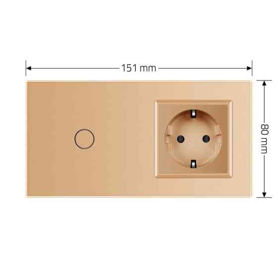 LIVOLO Розумний сенсорний EC вимикач 1 сенсор 1 розетка LIVOLO золото матове скло Коломыя