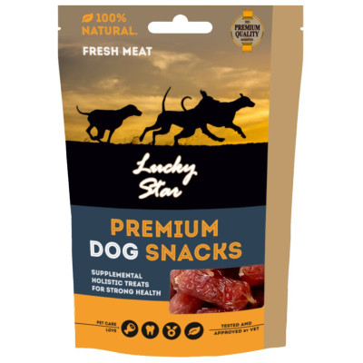 Ласощі для собак Lucky Star М&apos;які качині ковбаски ≈4 см 85 г (4820111434275) Вінниця - фото 3