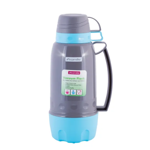 Термос 1,8л зі скляною колбою і 3 пластиковими чашками  KAMILLЕ 2081 Житомир