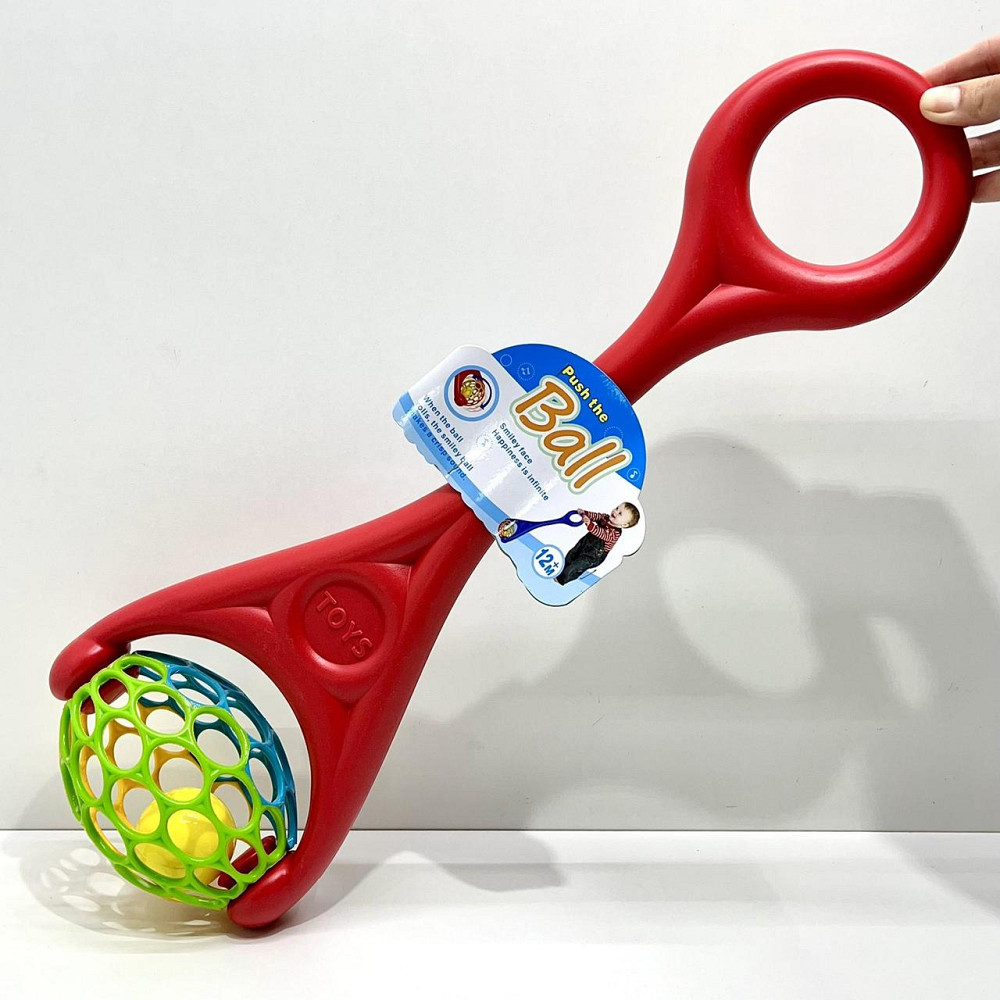 Каталка на палиці іграшка-каталка з кулькою брязкальцем Червона (3502) Чернігів - фото 5