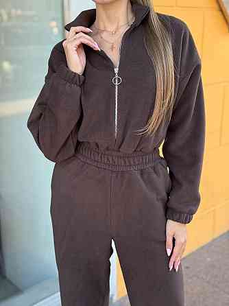 Женский теплый комбинезон из турецкого флиса Шоколад, 46/48 Одесса